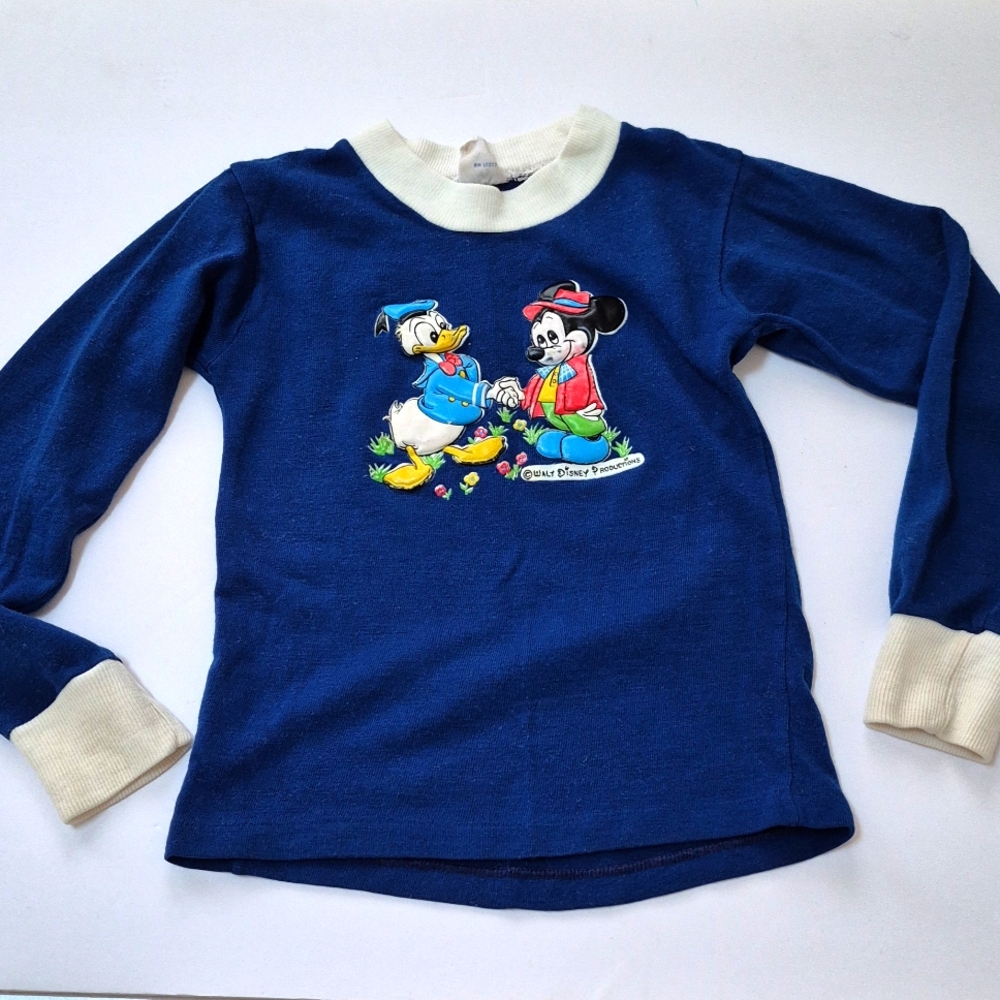 Vintage Walt Disney Shirtess Mickey Donald Kids Long Sleeve Shirt sz 6